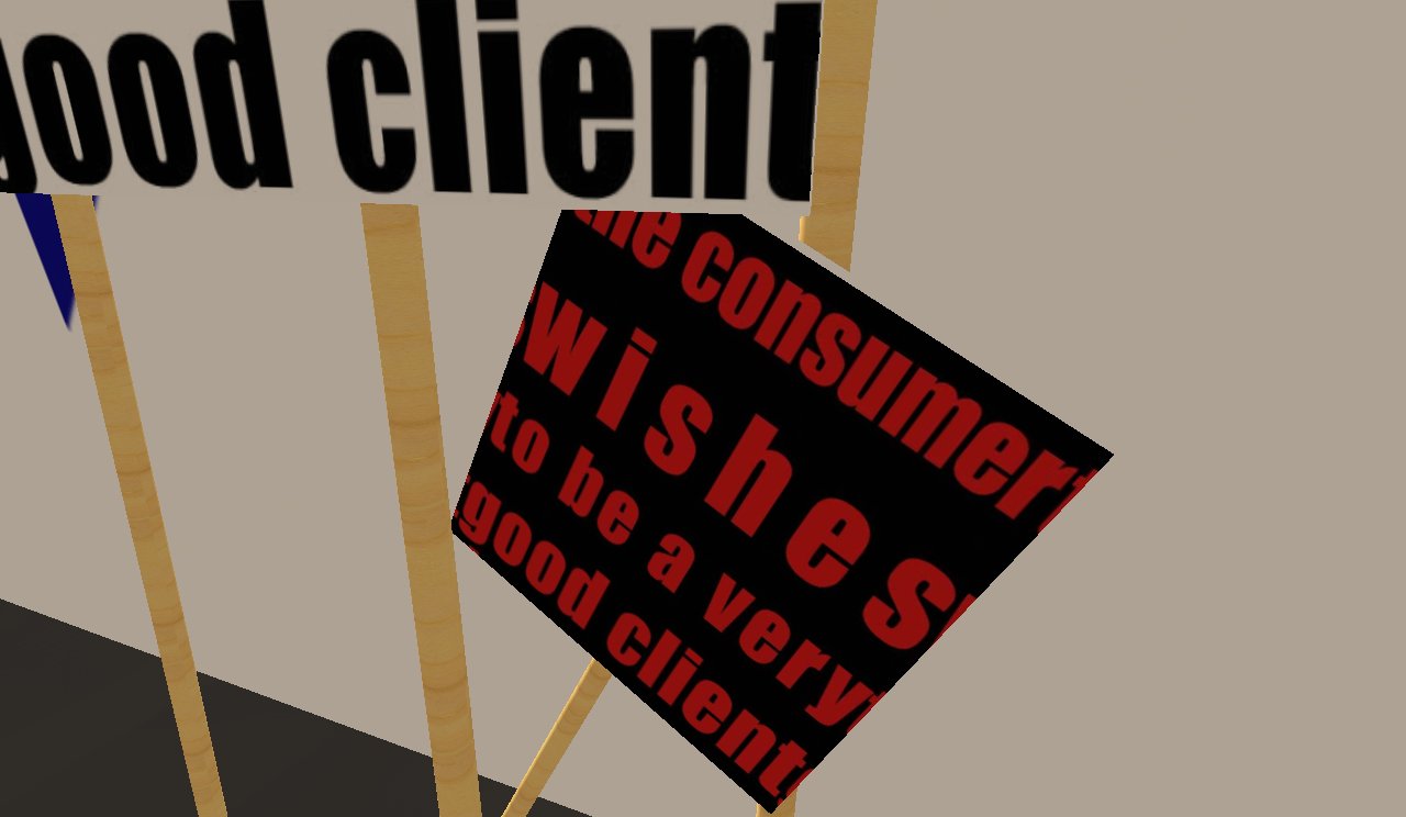 a placard in close-up: good client