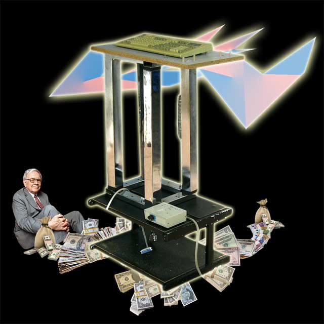 An office sculpture of money and power